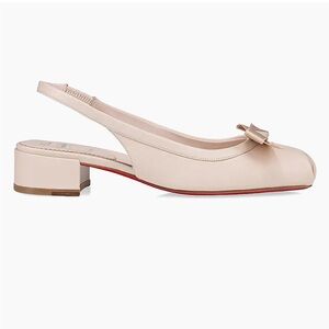 Christian Louboutin Mamaflirt 30mm bow Beige leather slingback pumps Size 36.5